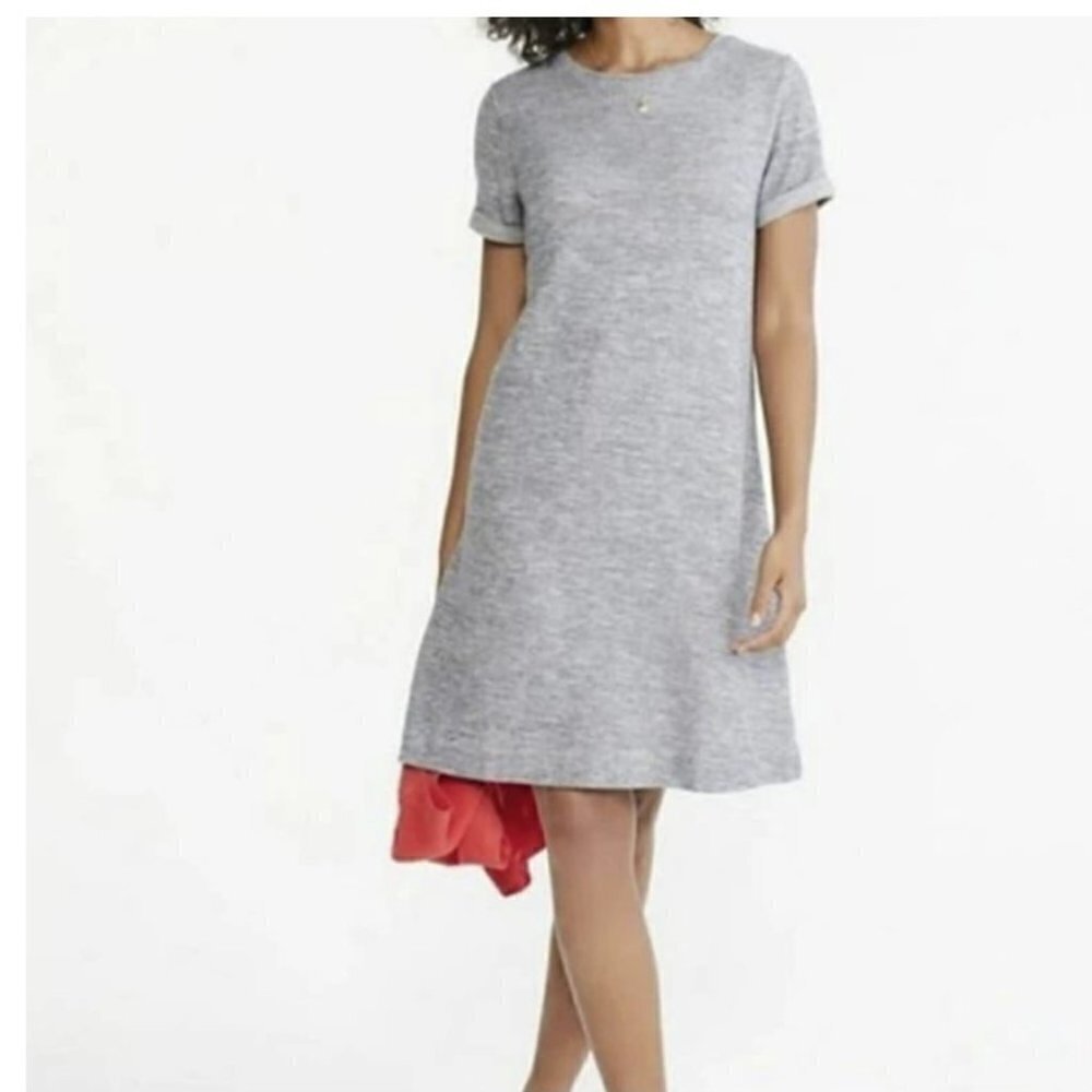Lou & Grey Short Sleeve Knit Heather Gray Jersey Shift Dress